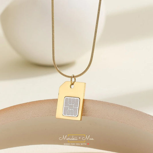 Simcard Gold Pendant Necklace
