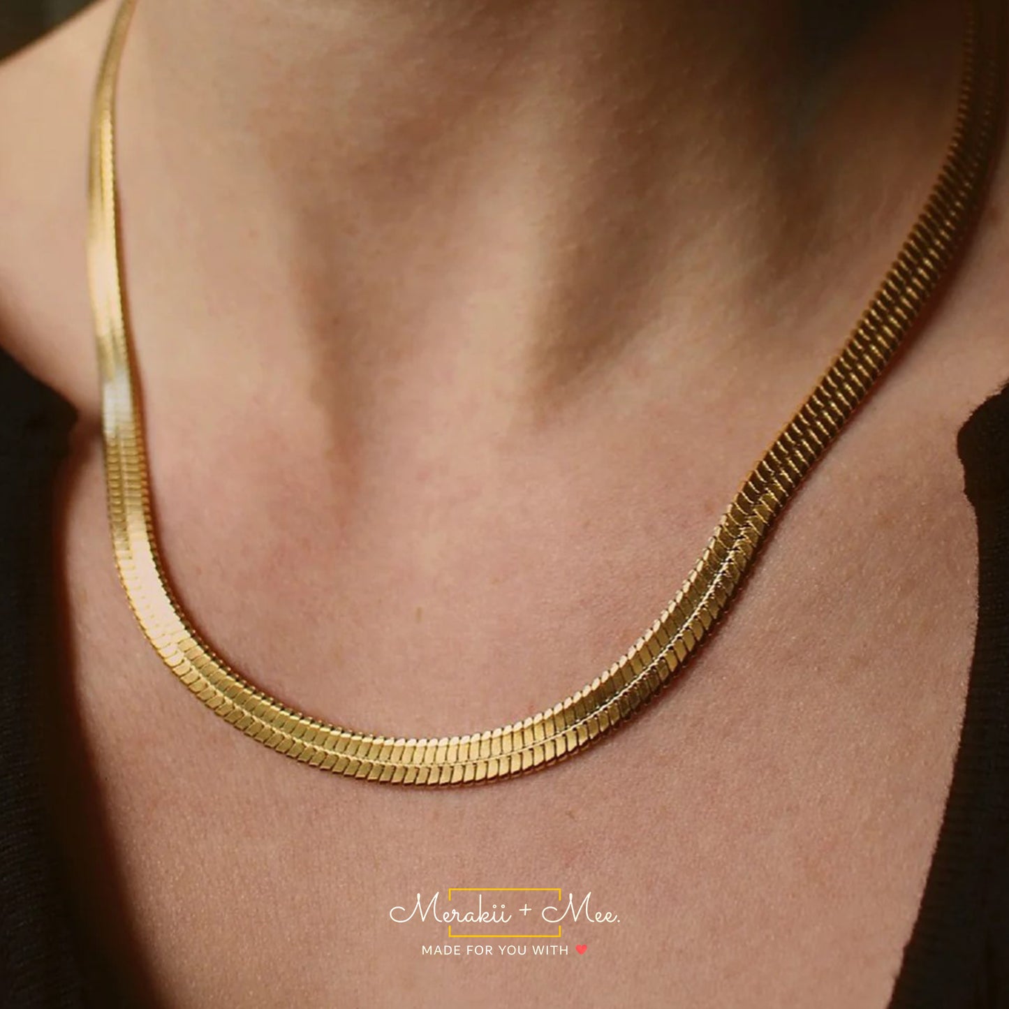 Herringbone Chain 18k Gold Plated