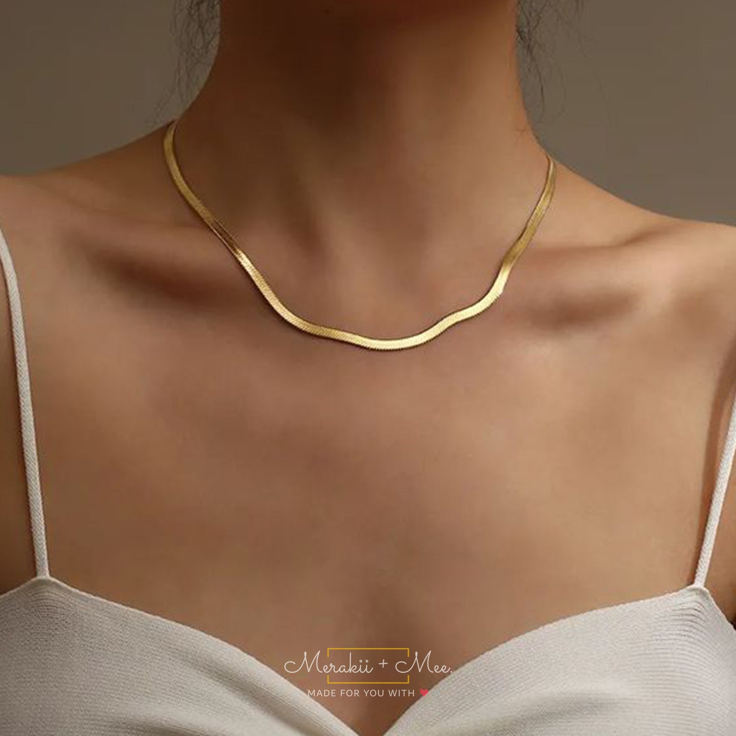 Herringbone Chain 18k Gold Plated