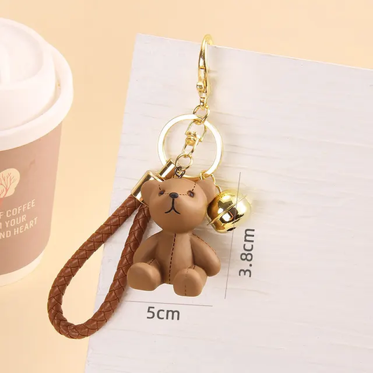 Resin 3D Puppet Teddy Bear Keychain with strap, hook and Bell