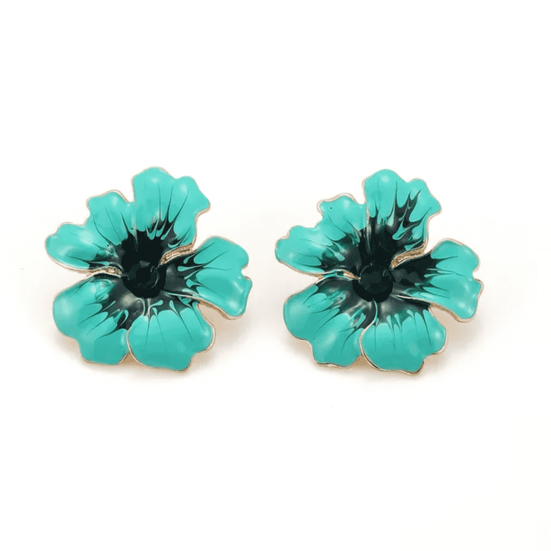 Verdant Petals Enamel Stud Earring