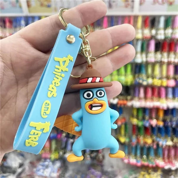 Phineas and Ferb Silicon Keychain with Bagcharm and Strap