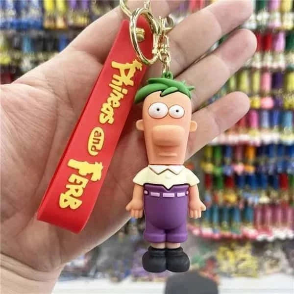 Phineas and Ferb Silicon Keychain with Bagcharm and Strap