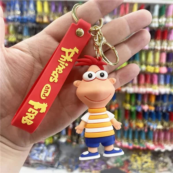 Phineas and Ferb Silicon Keychain with Bagcharm and Strap