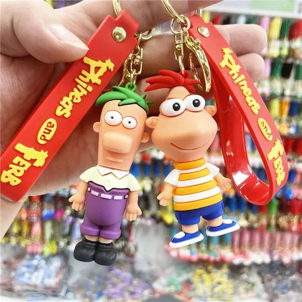 Phineas and Ferb Silicon Keychain with Bagcharm and Strap
