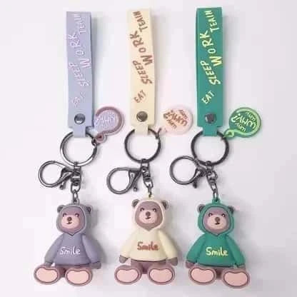 Teddy Bear in a Hoodie 3D Silicon Keychain