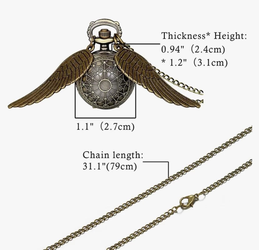 Harry Potter Golden Snitch Ball Pocket Watch Pendant