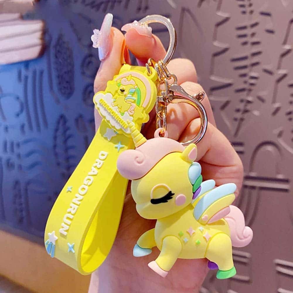 Magical Unicorn 3D Rubber Keychain with Strap