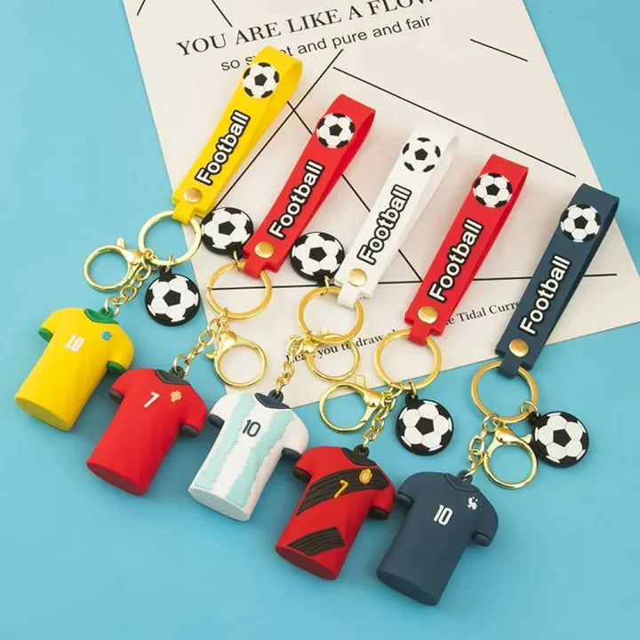 Football Players Jersey Rubber Keychain | Soccer Fan Accessory