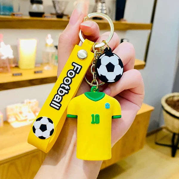 Football Players Jersey Rubber Keychain | Soccer Fan Accessory