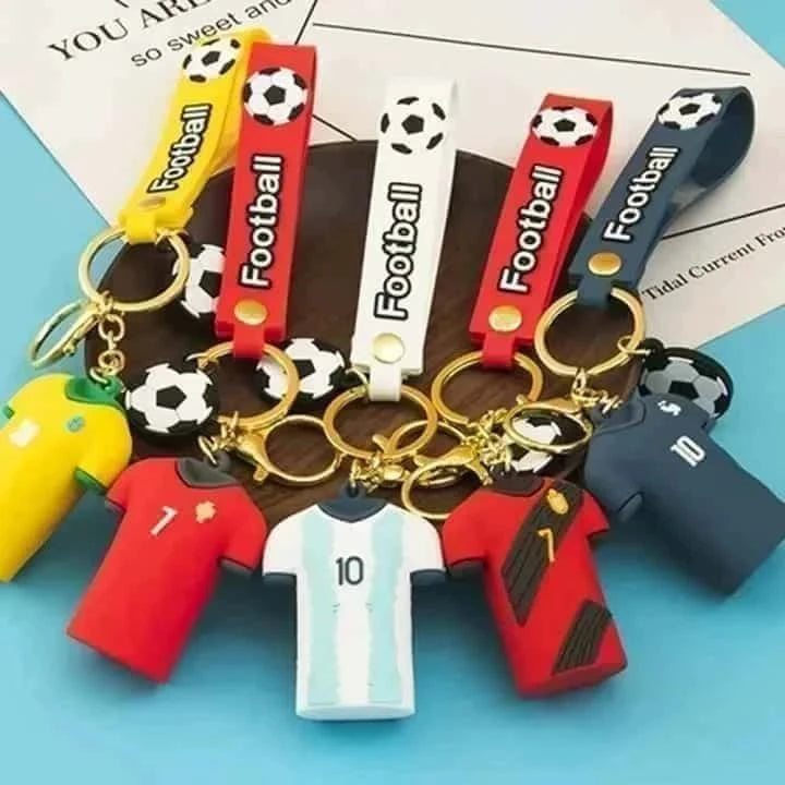 Football Players Jersey Rubber Keychain | Soccer Fan Accessory