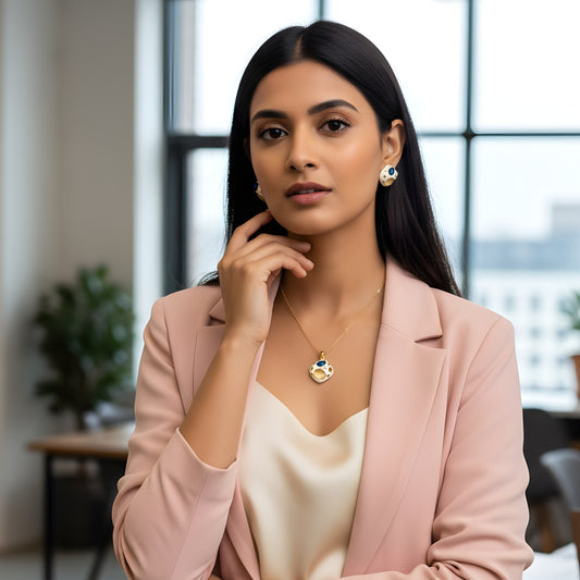 Luxe Royal Enamel Pendant & Earring Set