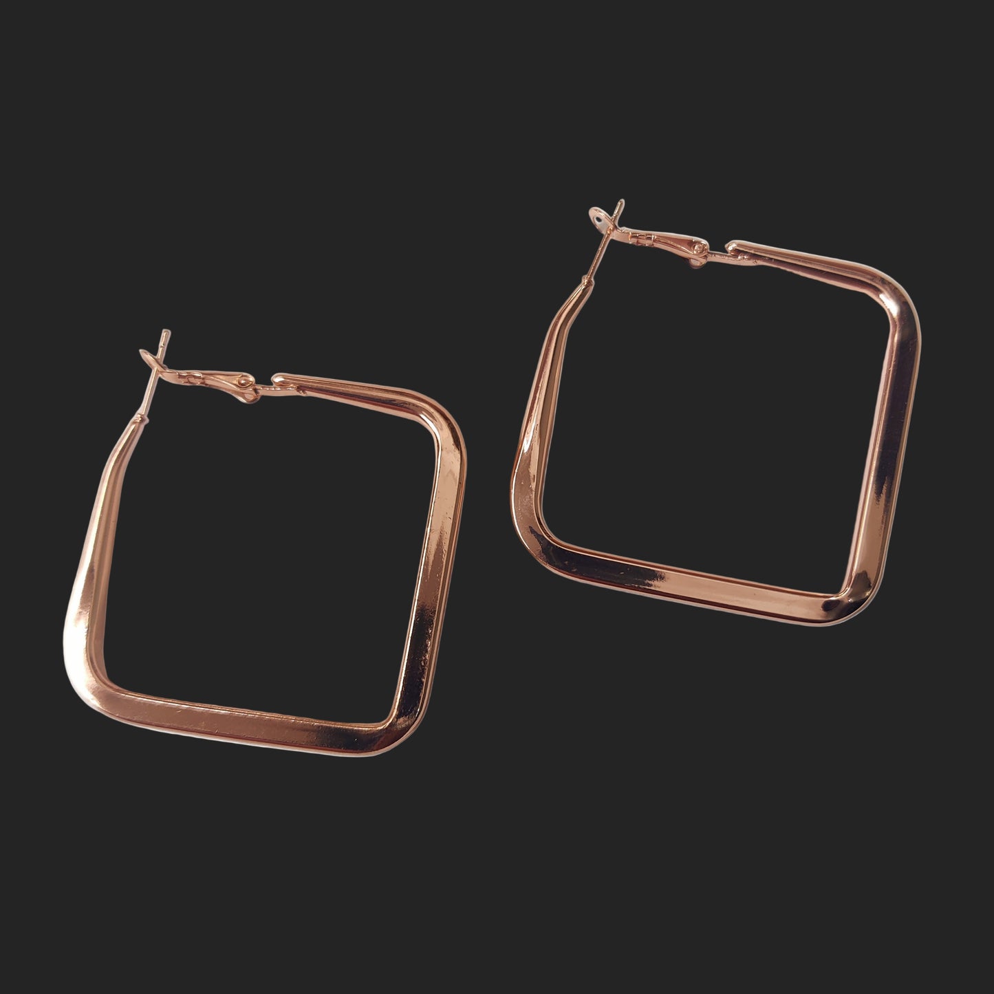Chic Square Hoop Earrings β Silver & Rose Gold