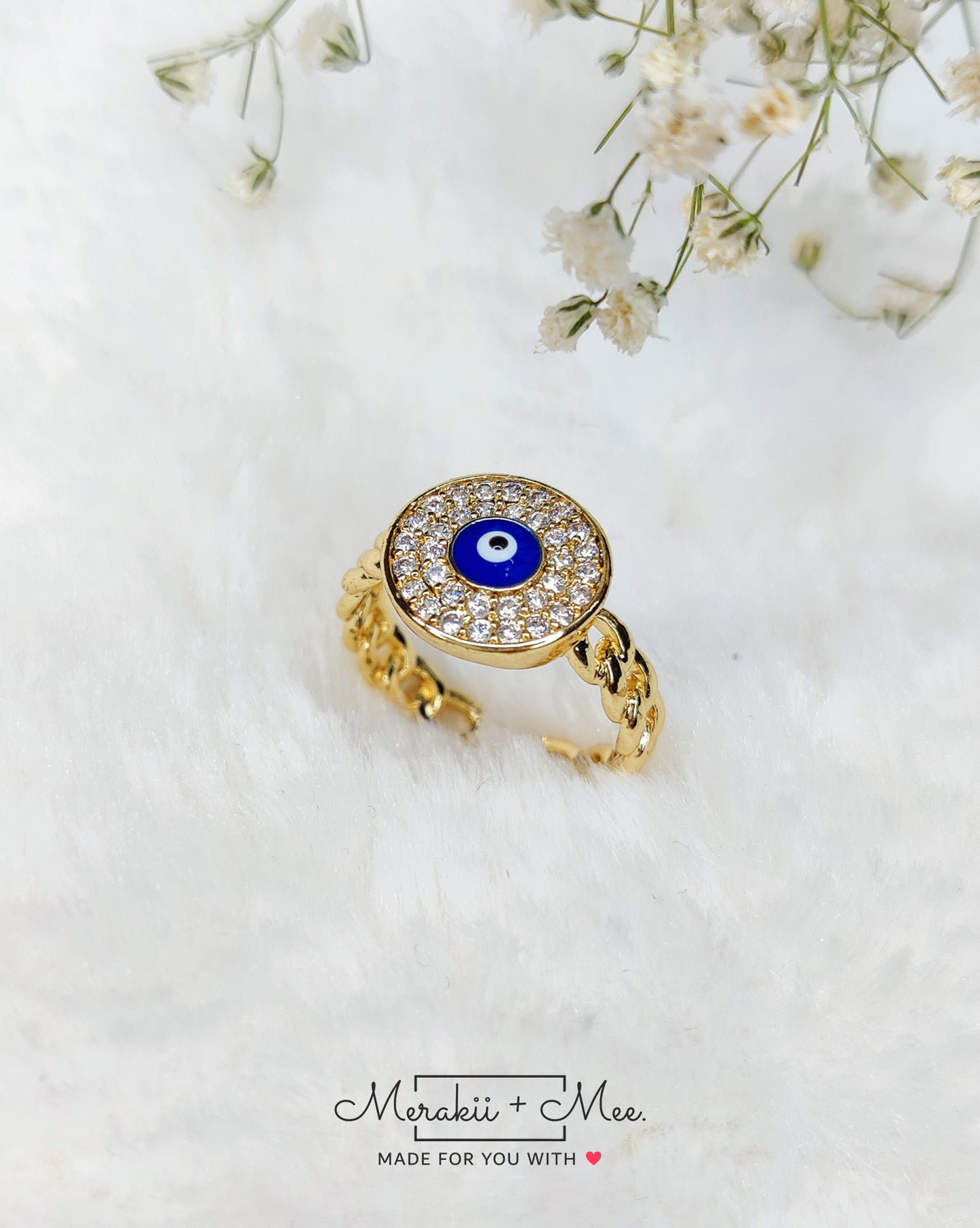 Evil Eye Gold Coin Ring