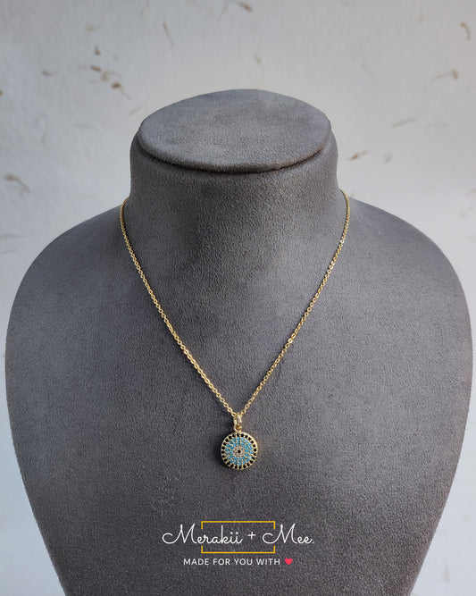 Turkish Blue Gold Evil Eye
