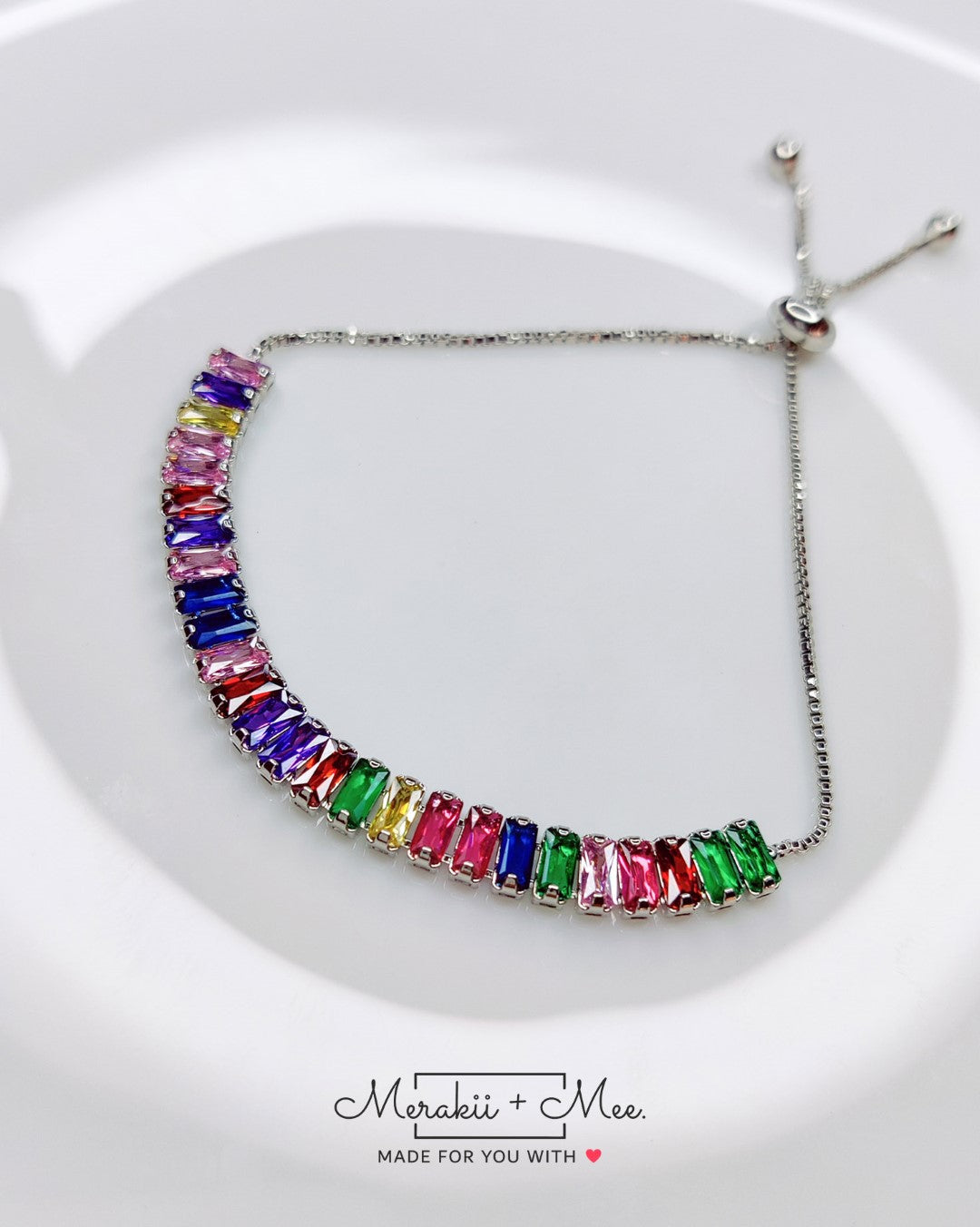 Multi-Color CZ Crystal Adjustable Tennis Bracelet