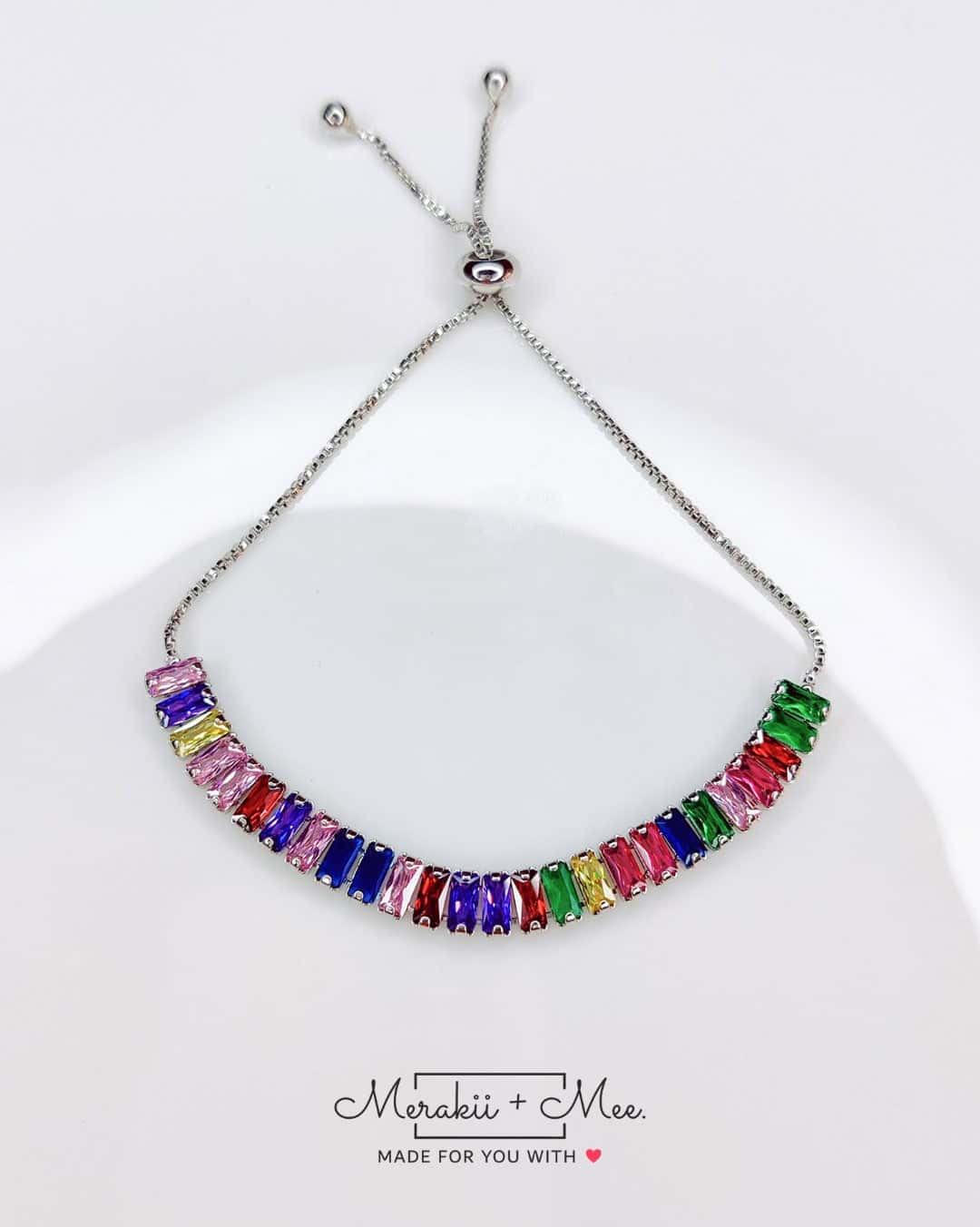 Multi-Color CZ Crystal Adjustable Tennis Bracelet
