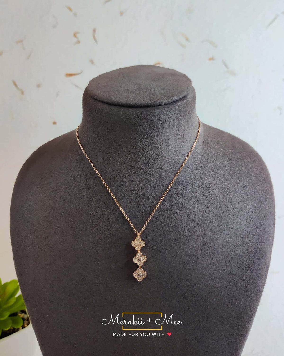 3 Diamond Clover Necklace