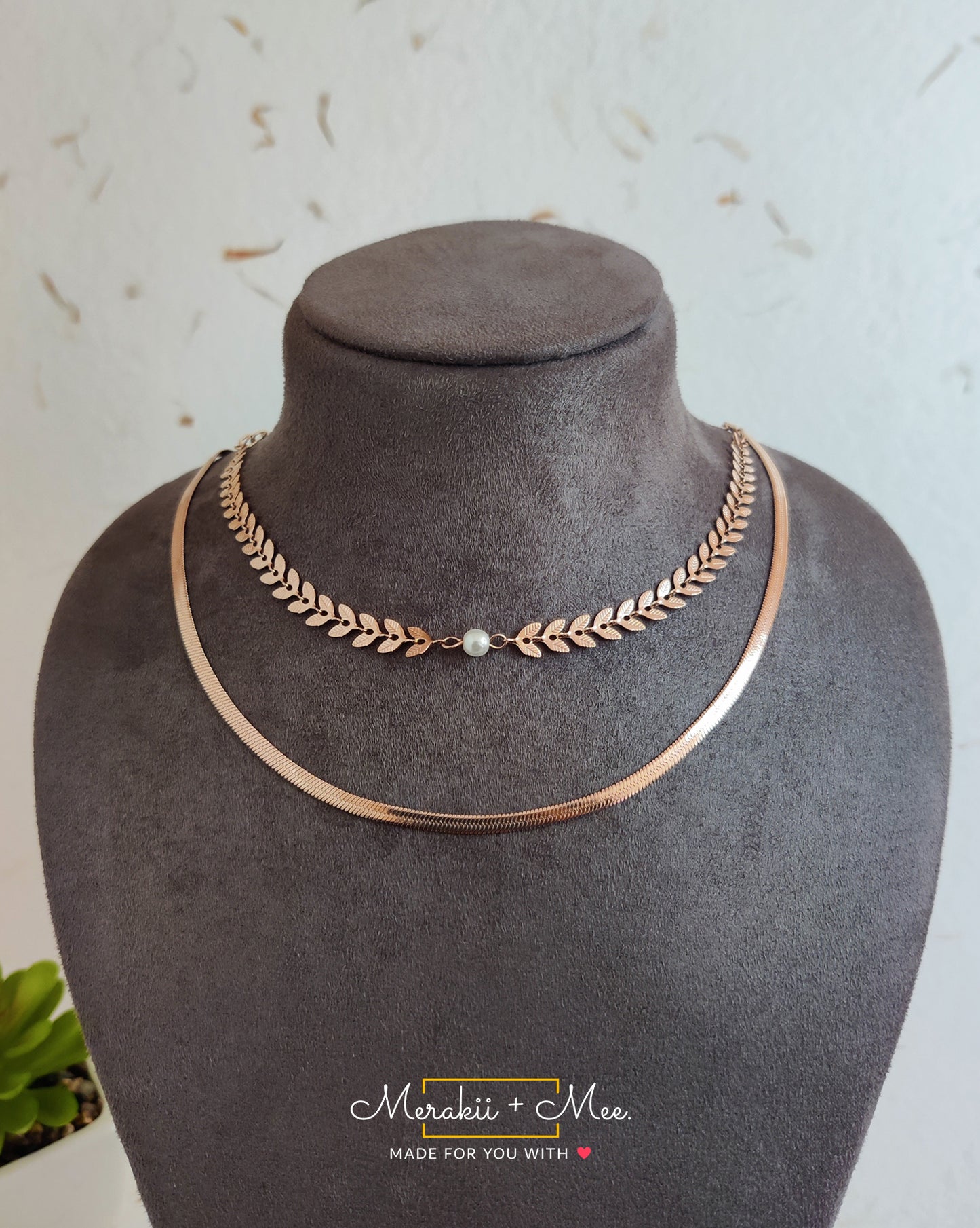 2 Layered Leaf Necklace