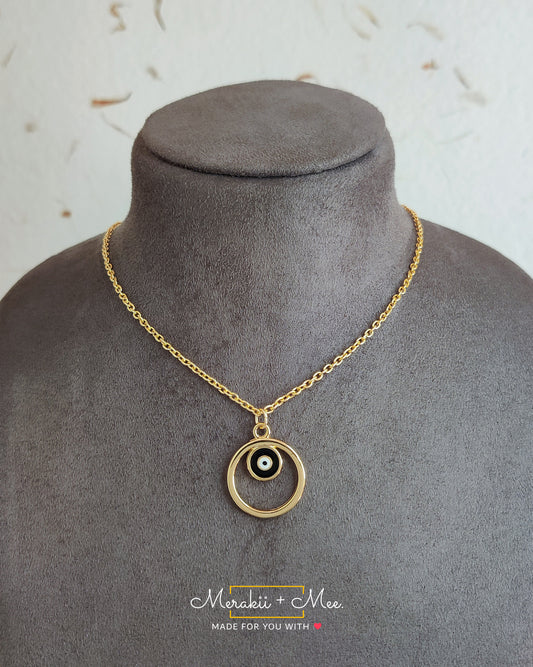 Evil Eye Charm Necklace | Black & White