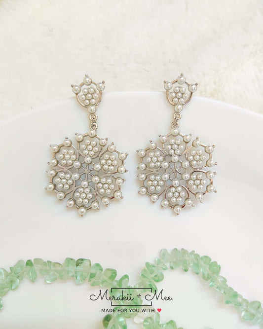 Silver Pearls Hanging Earrings