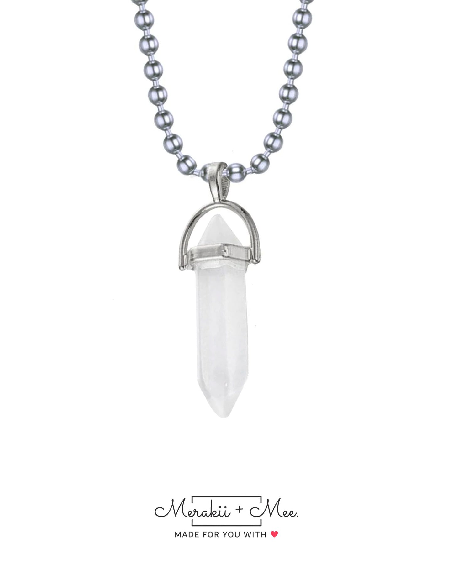 Hexagon Bullet Pencil Natural Opal Crystal Stone Pendant Unisex