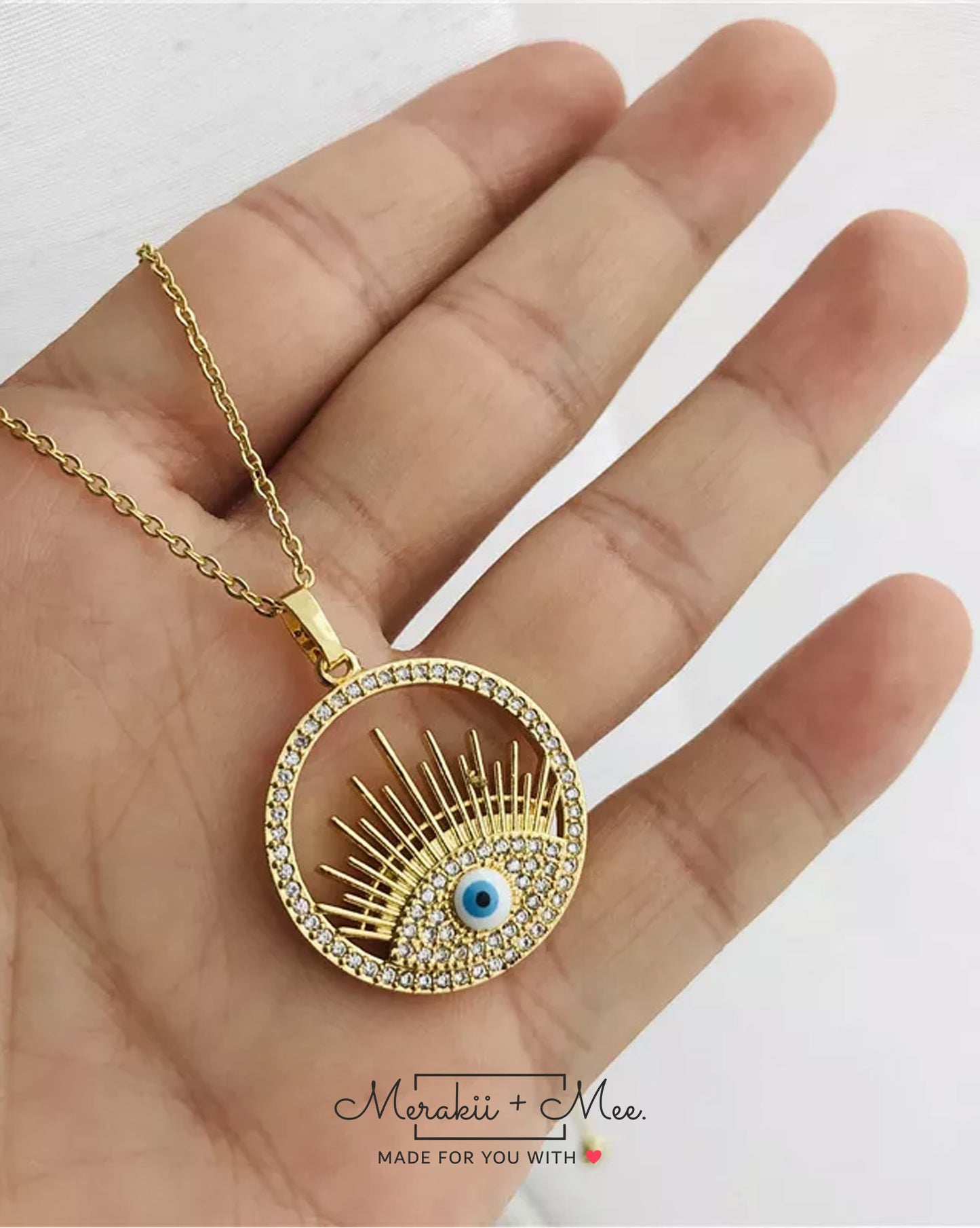 Evil Eye Eyelashes Premium Pendant Necklace