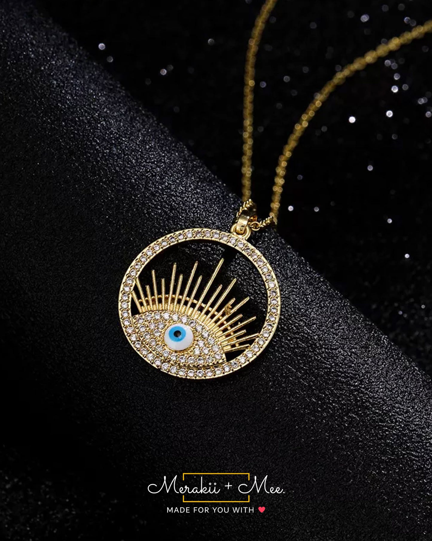 Evil Eye Eyelashes Premium Pendant Necklace