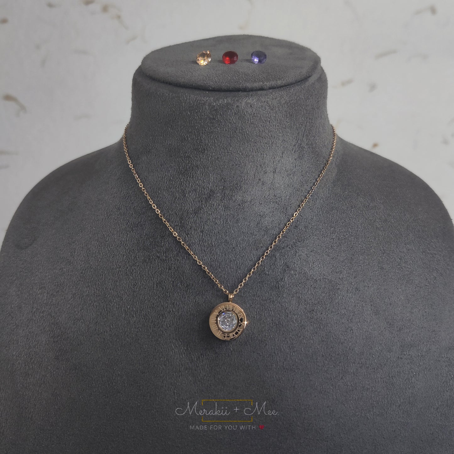 Inter-Changeable Diamond Roman Numerical Necklace