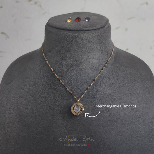 Inter-Changeable Diamond Roman Numerical Necklace