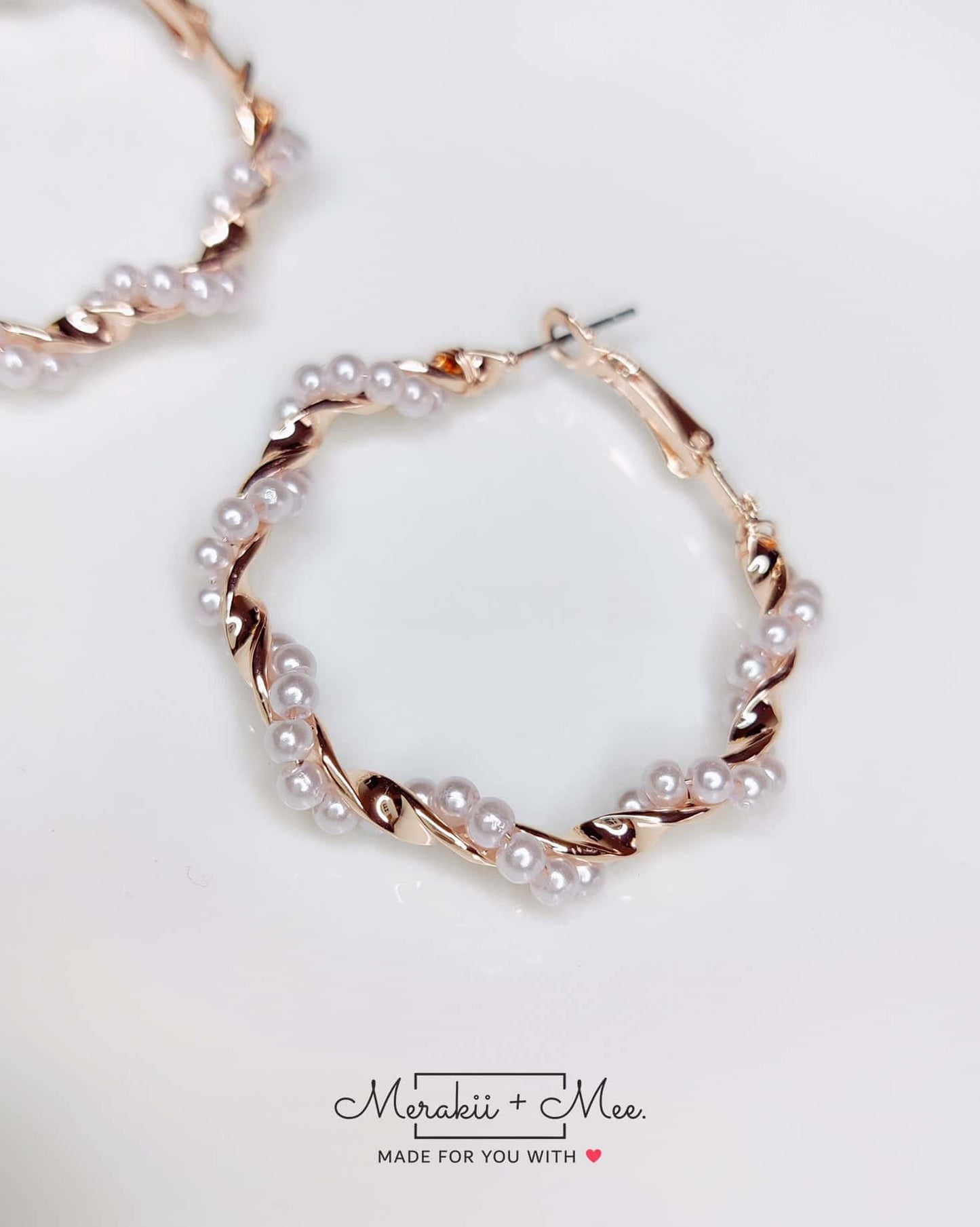 Twisted Pearls Hoop Earrings
