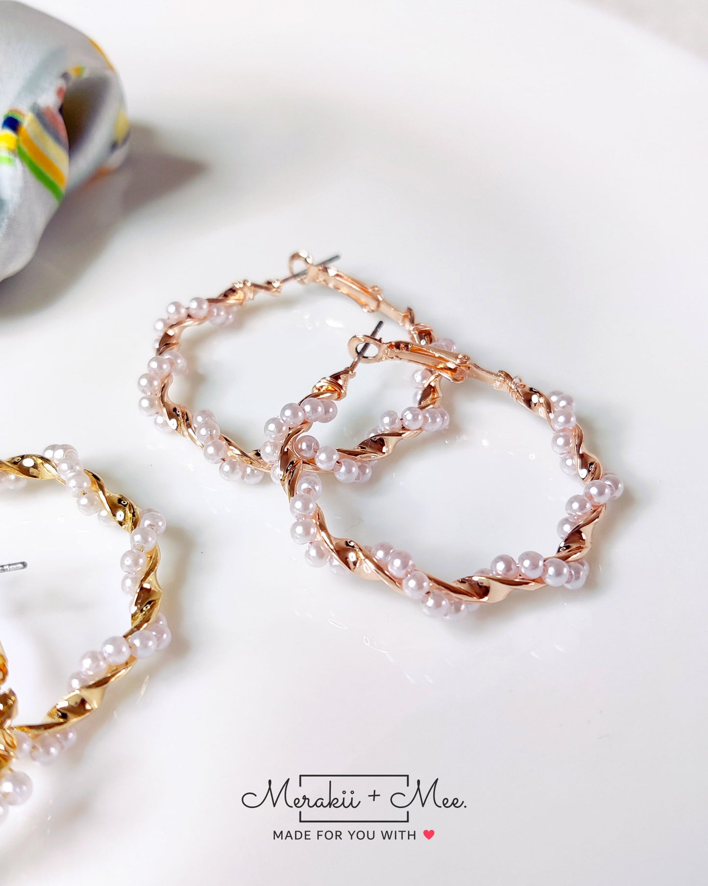Twisted Pearls Hoop Earrings