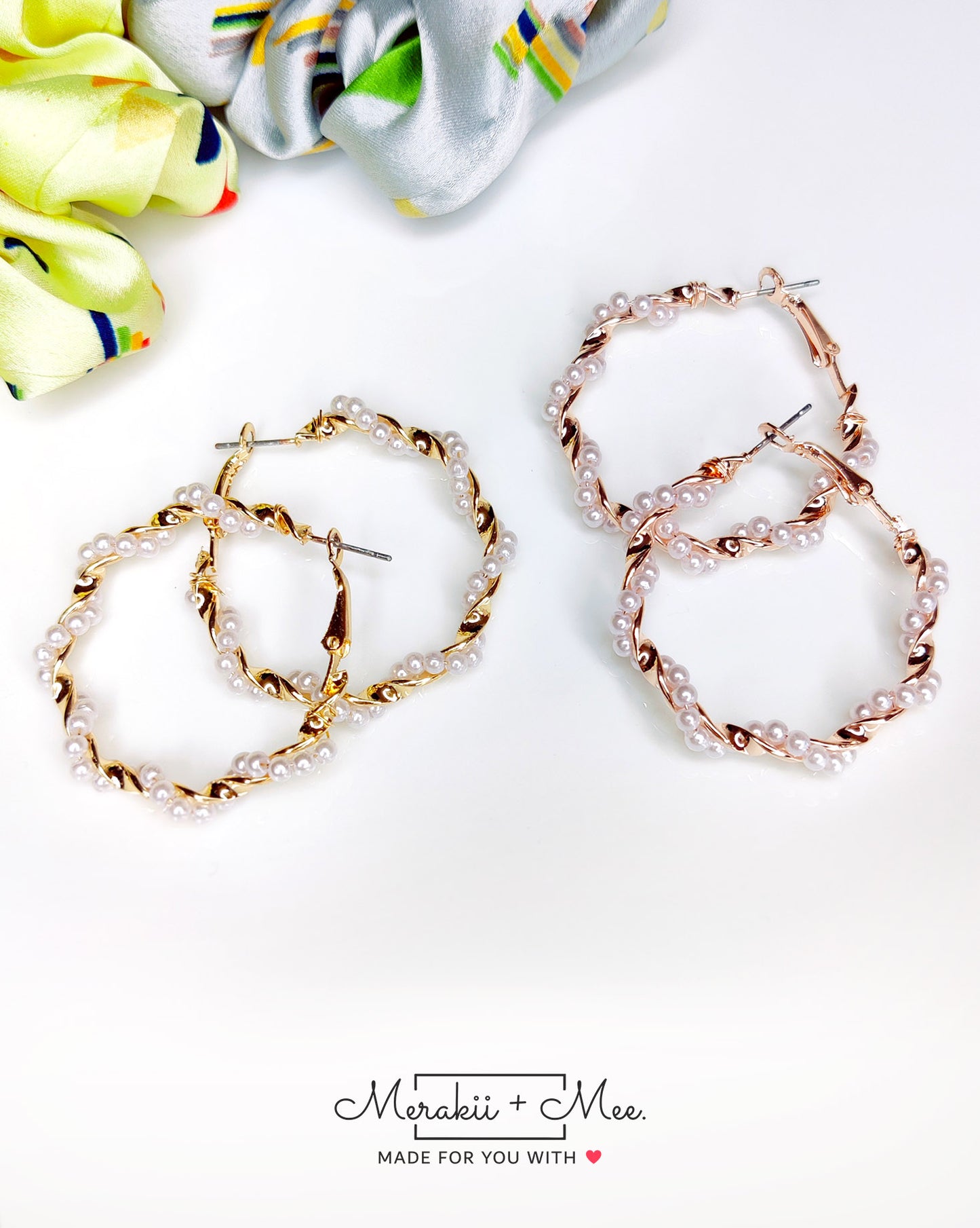 Twisted Pearls Hoop Earrings
