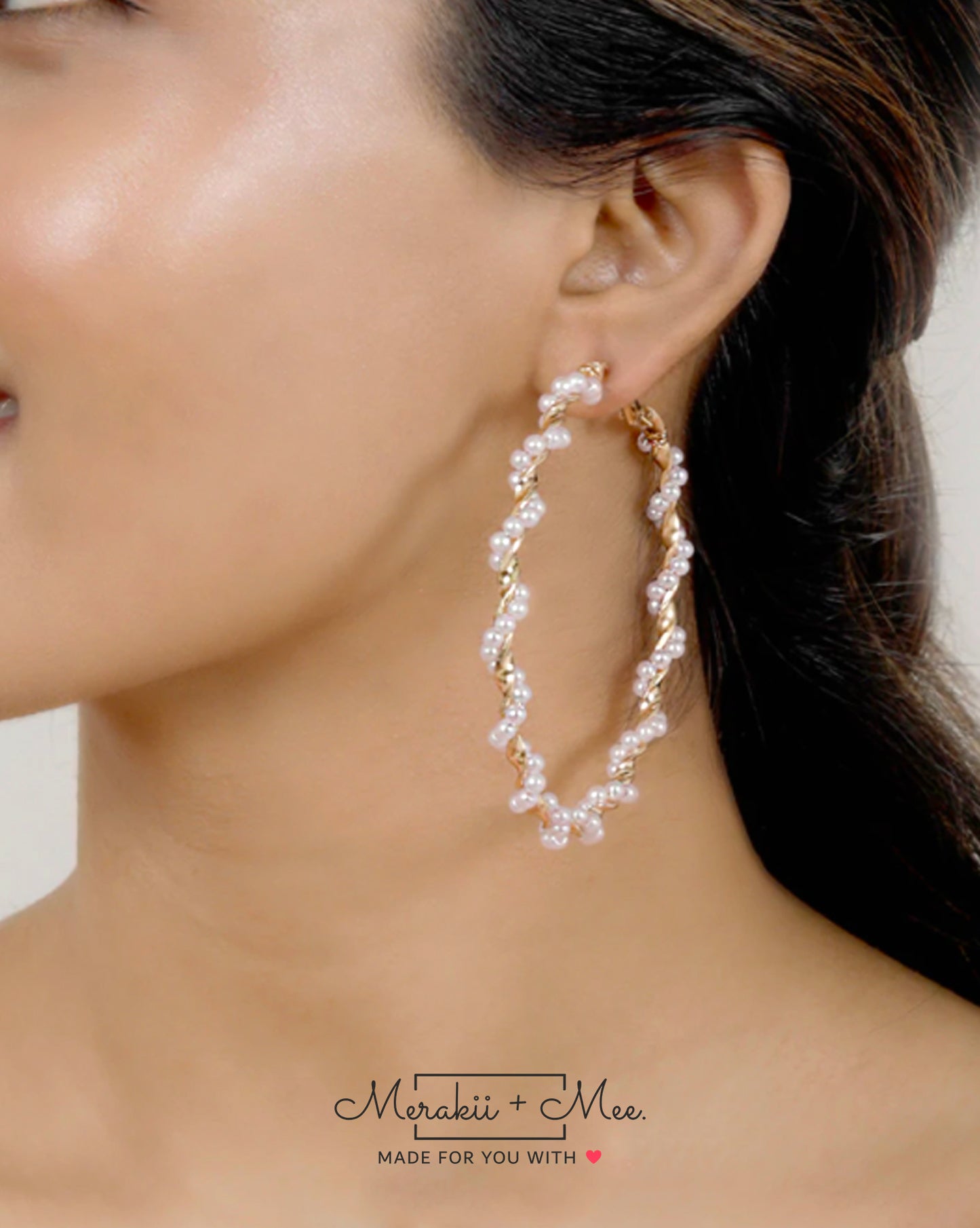 Twisted Pearls Hoop Earrings
