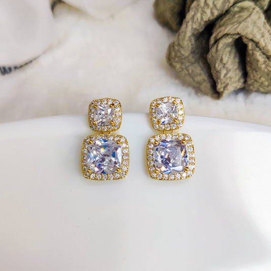 Lustrous Solitaire Drop Earrings