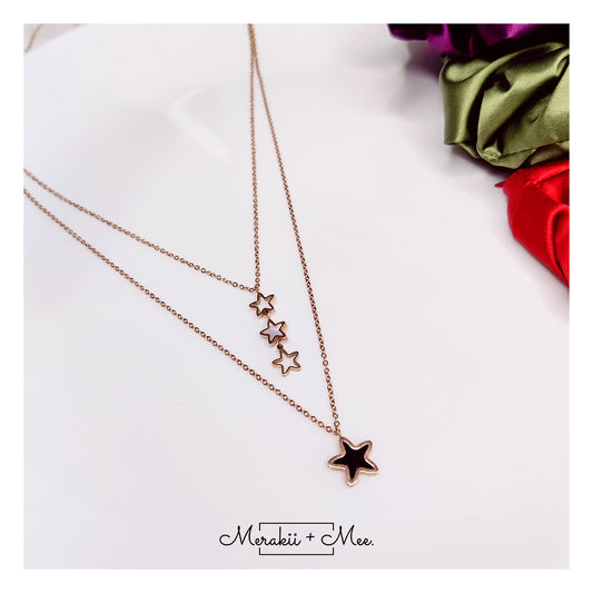 2 Layer Black Star Necklace