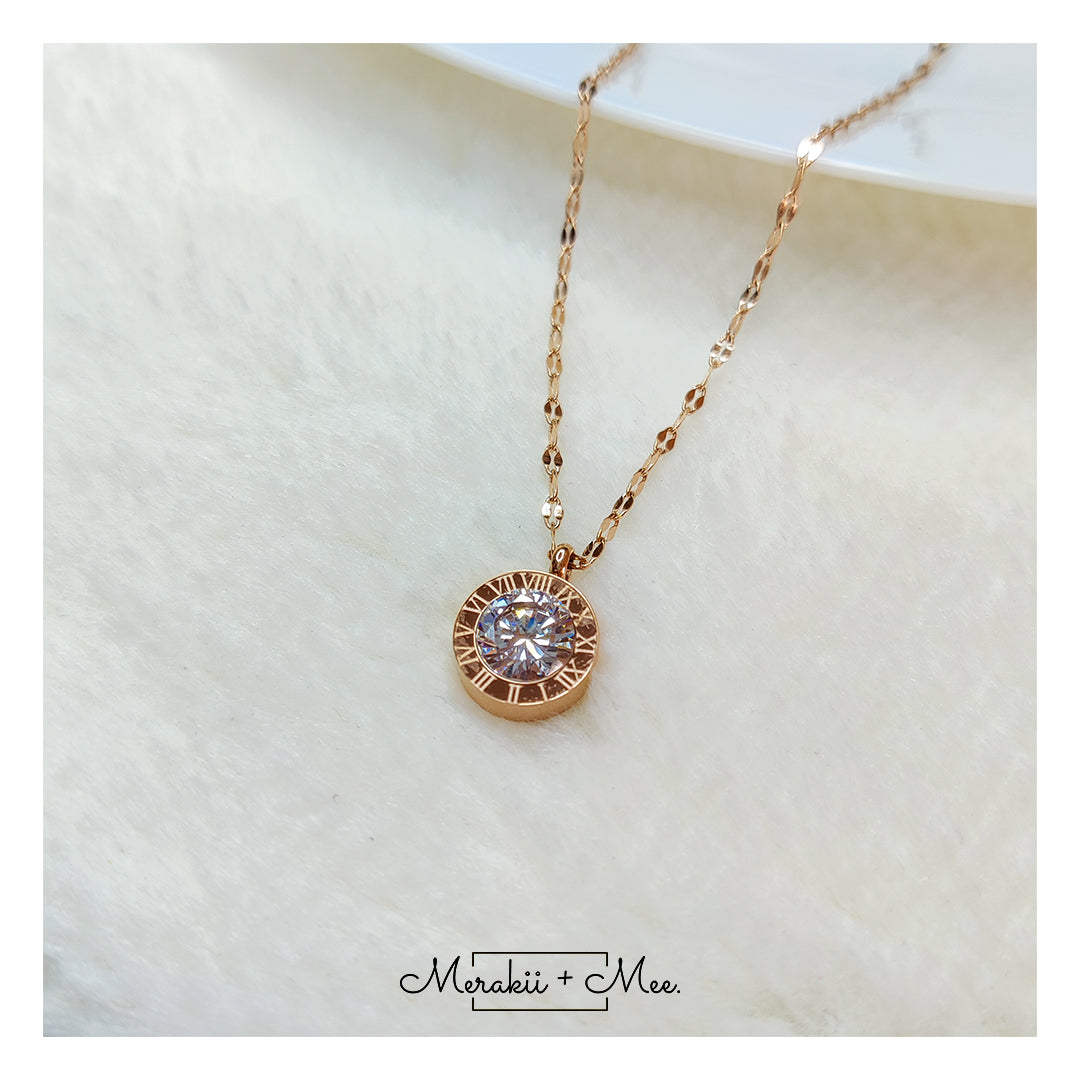 Roman Numerical Diamond Necklace