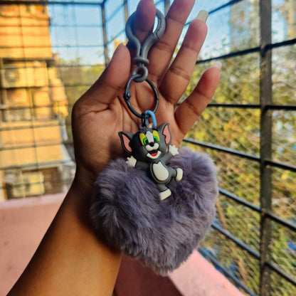 Cute Tom & Jerry Pom-Pom Keychain