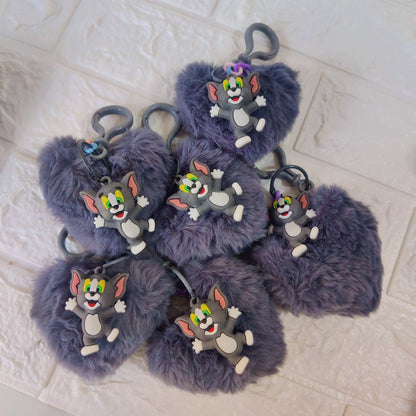 Cute Tom & Jerry Pom-Pom Keychain