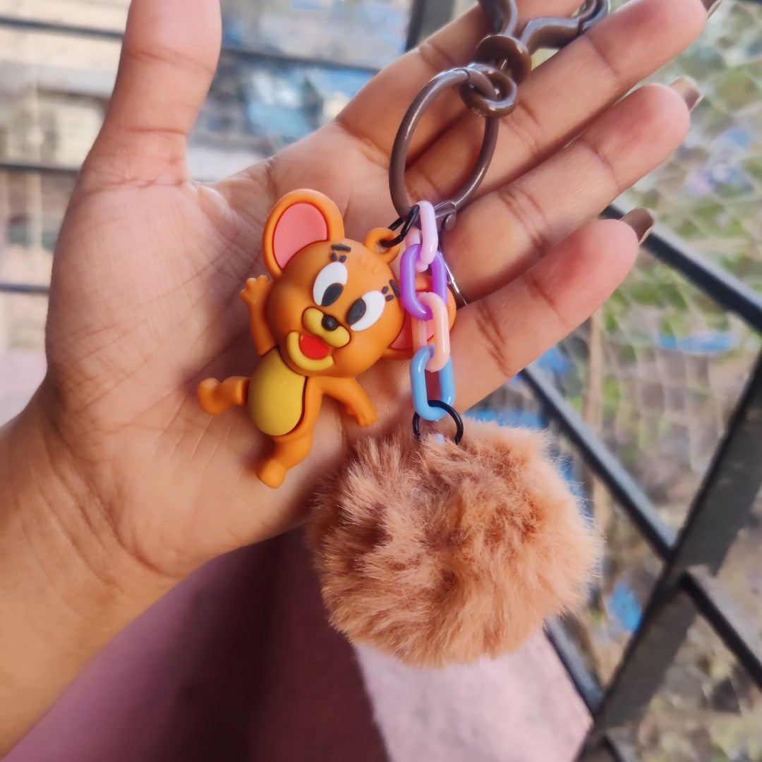 Cute Tom & Jerry Pom-Pom Keychain