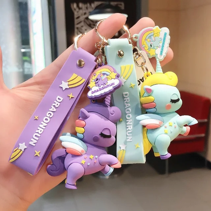 Magical Unicorn 3D Rubber Keychain with Strap