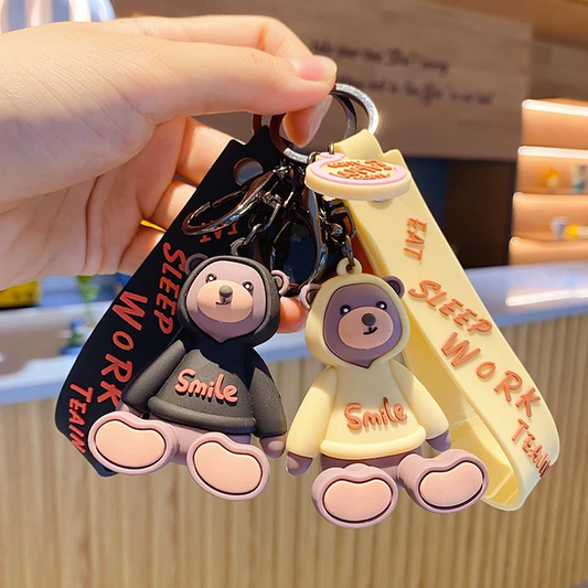 Teddy Bear in a Hoodie 3D Silicon Keychain