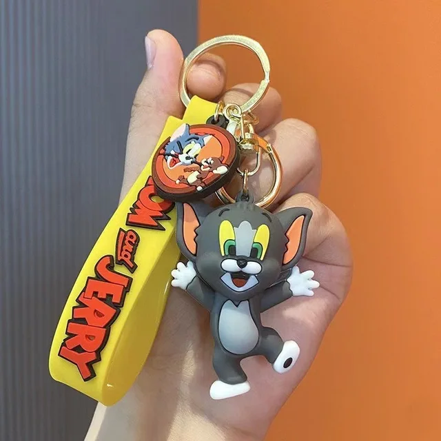 Cute Tom & Jerry 3D Keychain with Strap Charm & Hook | Adorable Cartoon Character