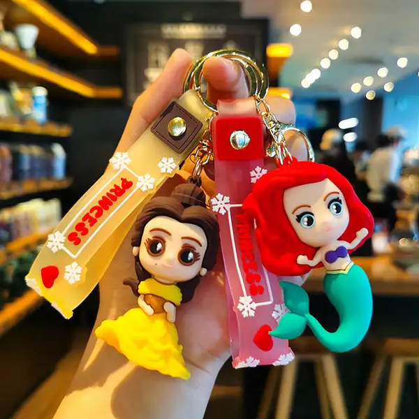 Princess Cartoon Keychain Little Disney Princess 3D Silicon Keychain – Merakii Mee