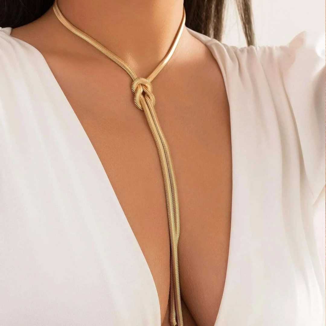 Gold Loop Pendant Necklace for Women | Elegant Knot Statement Jewelry