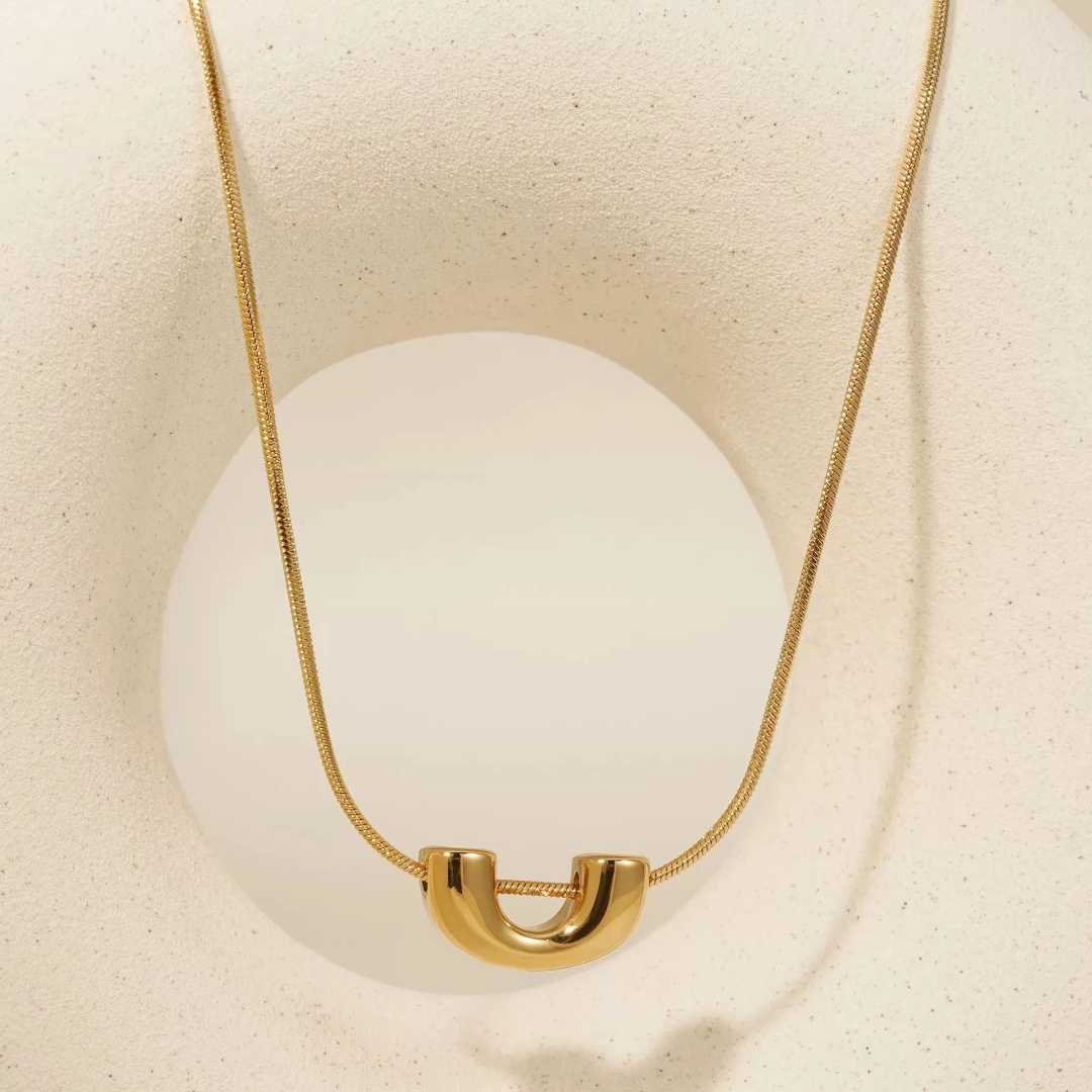 Minimal Gold U-shaped Pendant Necklace for Women | Dainty Everyday Jewelry