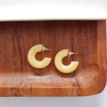 Chunky Resin Hoop Earrings for Women – Red, Navy Blue & Yellow | Merakii Mee