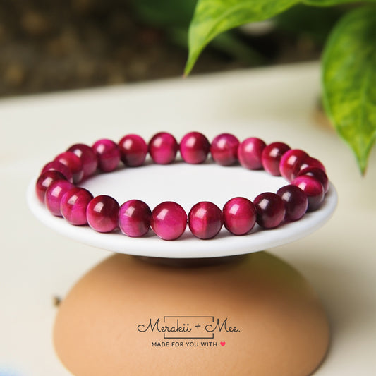 Pink Tiger's Eye Stone Bracelet