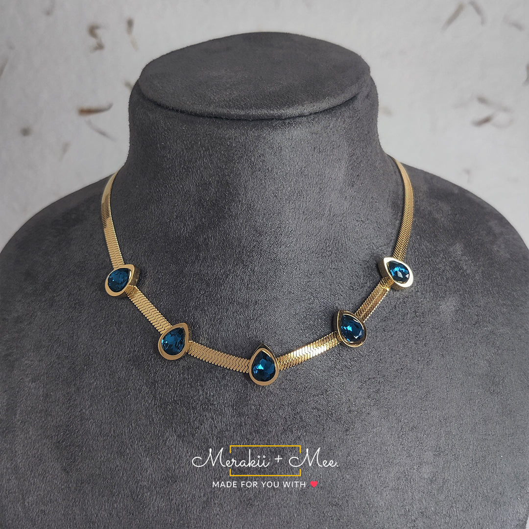 Droplet Shape Chain Choker Necklace