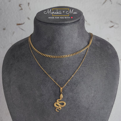 Snake Layered Chain Necklace